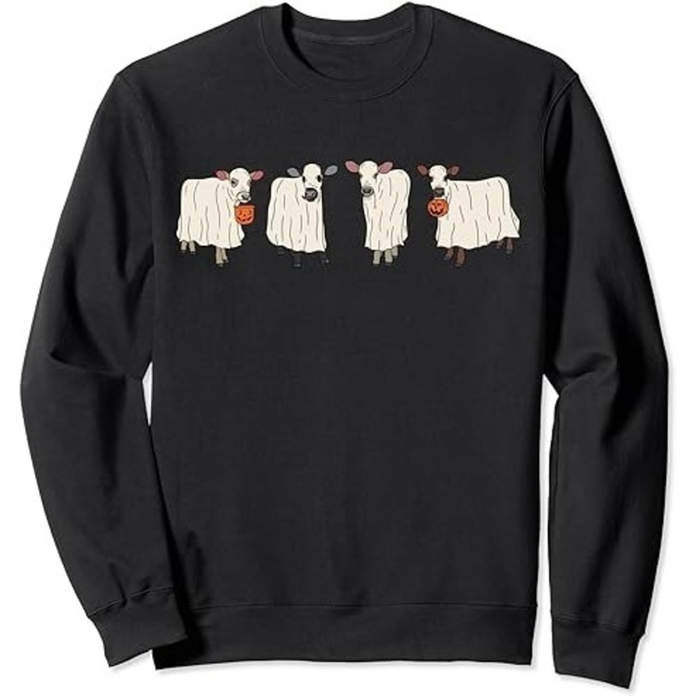 Ghost Cow Moo I Mean Boo Trick Or Treat Halloween Party Sweatshirt